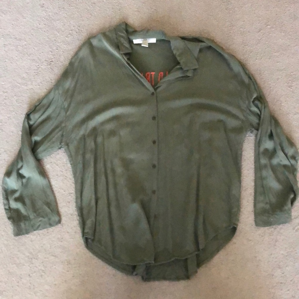 green tiger embroidered button up